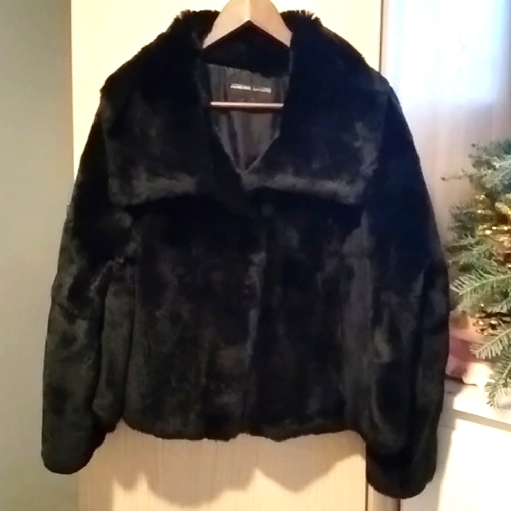 ADRIENNE Landau  rabbit Coat sz L